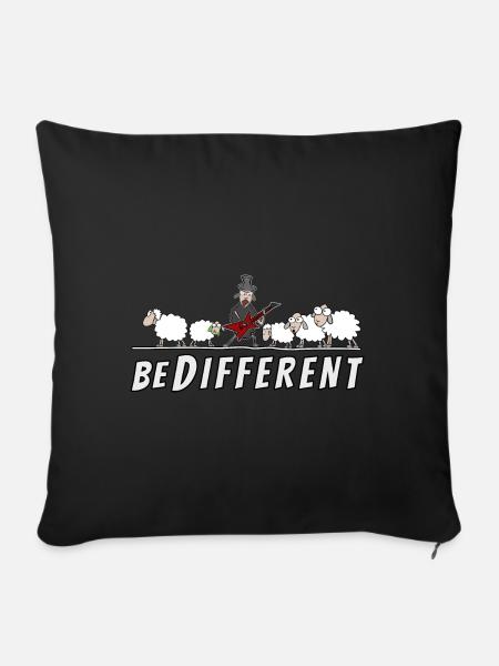Hardrock Schaf - be different - Sofakissenbezug 45 x 45 cm - Schwarz