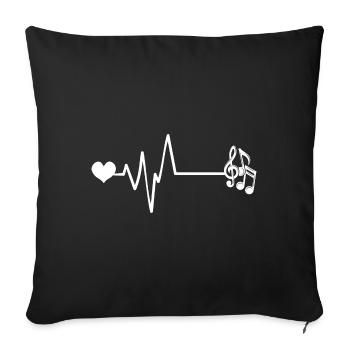Notes de musique : pouls, rythme cardiaque - Housse de coussin décorative 45 x 45 cm - noir - Devant
