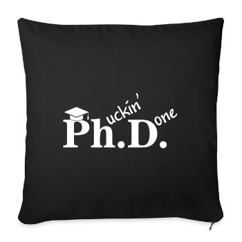 Dissertation de cadeau d'étudiant de cérémonie de remise des diplômes de doctorat - Housse de coussin décorative 45 x 45 cm - noir - Devant