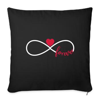 Symbole de l'infini avec le coeur pour toujours pour toujours - Housse de coussin décorative 45 x 45 cm - noir - Devant