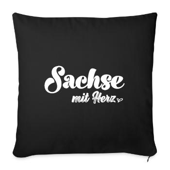 Sachse mit Herz Sachsen Ostdeutschland - Sofakissenbezug 45 x 45 cm - Schwarz - Vorne