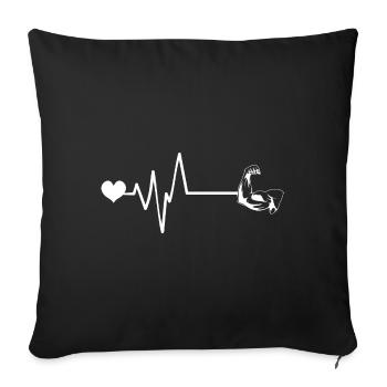 Muscles dumbbell heartbeat - Sofa pillowcase 17,3'' x 17,3'' (45 x 45 cm) - black - Front