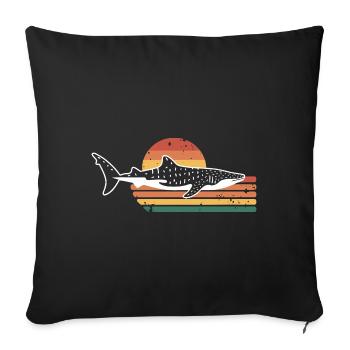 Rétro Requin Baleine Requin Mer Océan - Housse de coussin décorative 45 x 45 cm - noir - Devant