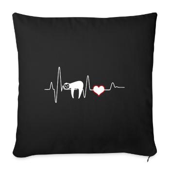 Paresseux coeur battement de coeur paresseux cadeau mignon paresseux - Housse de coussin décorative 45 x 45 cm - noir - Devant