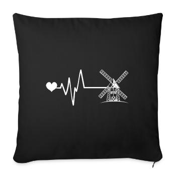 Moulin à vent Pulse Coeur Amour - Housse de coussin décorative 45 x 45 cm - noir - Devant