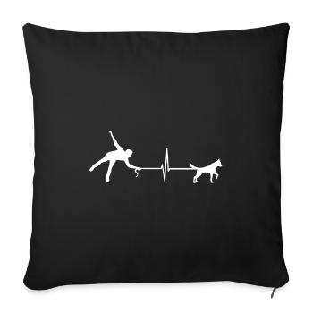 Dog - heartbeat leash dog owner - Sofa pillowcase 17,3'' x 17,3'' (45 x 45 cm) - black - Front