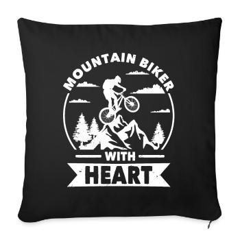 Mountain bikers with heart on the mountain - Sofa pillowcase 17,3'' x 17,3'' (45 x 45 cm) - black - Front