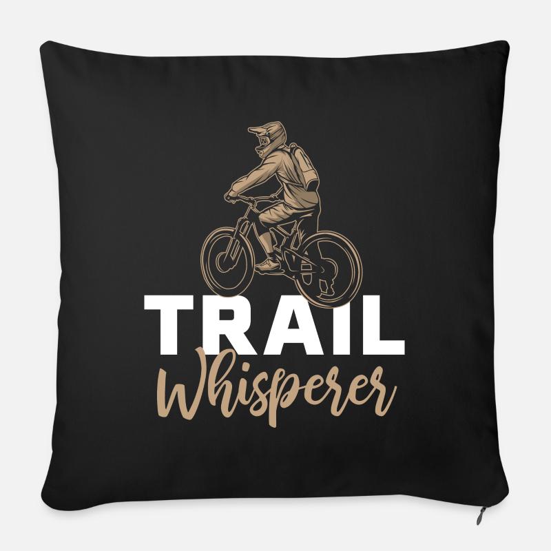 Trailflüsterer Mountainbike MTB Downhill - Sofakissenbezug 45 x 45 cm - Schwarz