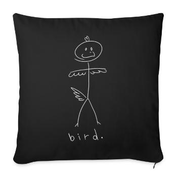 Oiseau. (lignes blanches) (par Leni Riosa) - Housse de coussin décorative 45 x 45 cm - noir - Devant