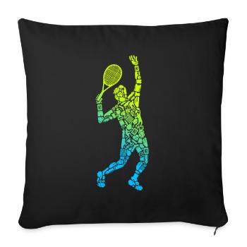Tennisspieler Symbole Tennistrainer Jungen Tennis - Sofakissenbezug 45 x 45 cm - Schwarz - Vorne