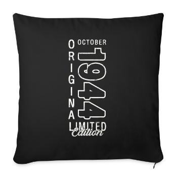 80e anniversaire cadeau mari octobre Vintage 1944 - Housse de coussin décorative 45 x 45 cm - noir - Devant
