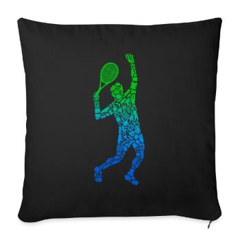 Joueur de tennis Hommes Garçons Joueur de tennis Enfants - Housse de coussin décorative 45 x 45 cm - noir - Devant