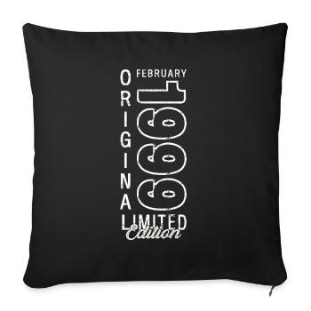 25e anniversaire Original Février Année 1999 - Housse de coussin décorative 45 x 45 cm - noir - Devant