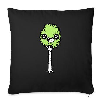 Laughing Cartoon Birch - Sofa pillowcase 17,3'' x 17,3'' (45 x 45 cm) - black - Front