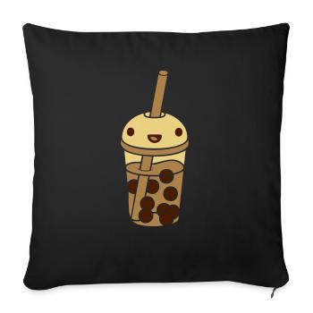 Anime Face Bubble Tea - Housse de coussin décorative 45 x 45 cm - noir - Devant