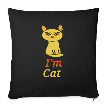 Chat - Housse de coussin décorative 45 x 45 cm - noir - Devant