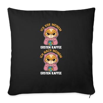 Je suis devant mes premiers chats café - Housse de coussin décorative 45 x 45 cm - noir - Devant
