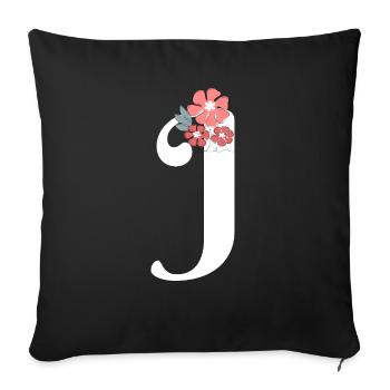 Letter j Minimalist Flowers - Sofa pillowcase 17,3'' x 17,3'' (45 x 45 cm) - black - Front