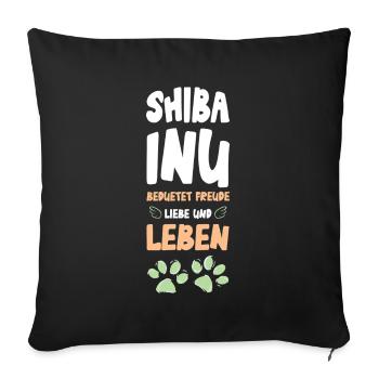 Shiba Inu Love and Life - Sofa pillowcase 17,3'' x 17,3'' (45 x 45 cm) - black - Front