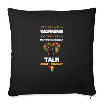 Warning May Spontaneously Talk A... - Sofa pillowcase 17,3'' x 17,3'' (45 x 45 cm) - black - Front