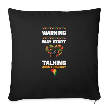 Warning may start talking about... - Sofa pillowcase 17,3'' x 17,3'' (45 x 45 cm) - black - Front