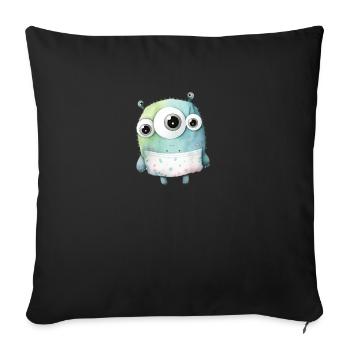 Cute watercolor monster - Sofa pillowcase 17,3'' x 17,3'' (45 x 45 cm) - black - Front