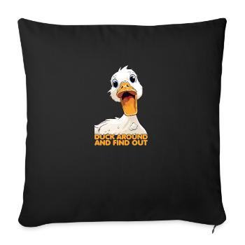 Womens Duck Around and Find Out Funny Knife Duck - Sofa pillowcase 17,3'' x 17,3'' (45 x 45 cm) - black - Front