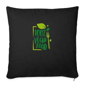 100% vegan food - Sofa pillowcase 17,3'' x 17,3'' (45 x 45 cm) - black - Front