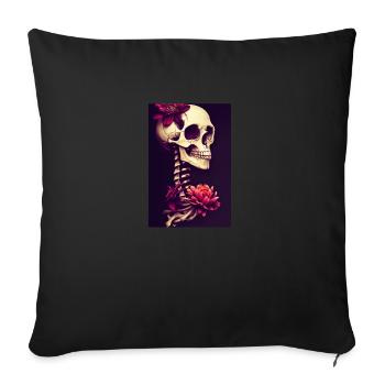 Skull Skull Flowers Tattoo - Sofa pillowcase 17,3'' x 17,3'' (45 x 45 cm) - black - Front