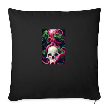 Skull Skull Flowers Tattoo Octopus Octopus Octopus - Sofa pillowcase 17,3'' x 17,3'' (45 x 45 cm) - black - Front