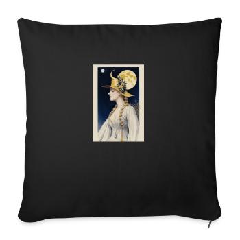 Vintage Blonde Femme Lune - Housse de coussin décorative 45 x 45 cm - noir - Devant