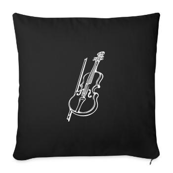 Antique violin with violin bow - Sofa pillowcase 17,3'' x 17,3'' (45 x 45 cm) - black - Front