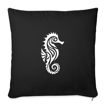 Petit bébé hippocampe câlin - Housse de coussin décorative 45 x 45 cm - noir - Devant