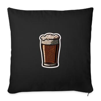 Bierglas Patch Stickerei - Sofakissenbezug 45 x 45 cm - Schwarz - Vorne