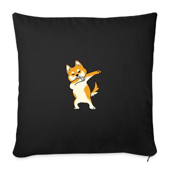 Shiba Inu Dog Dabbing Dance Gift - Sofa pillowcase 17,3'' x 17,3'' (45 x 45 cm) - black - Front