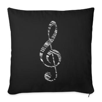 Clef musique symbole note signe - Housse de coussin décorative 45 x 45 cm - noir - Devant