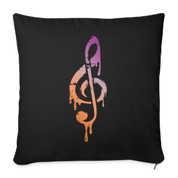 Chute de couleur de la clé de musique - musique de clé de sol - Housse de coussin décorative 45 x 45 cm - noir - Devant
