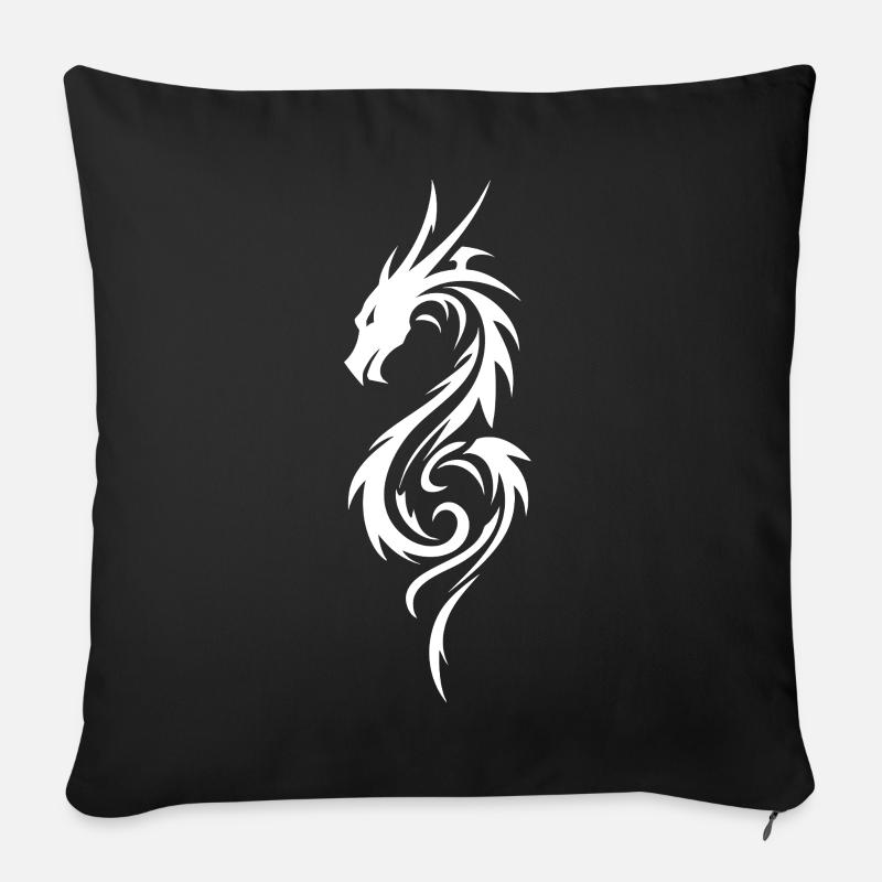 Tribal-Drachen-Silhouette - Sofakissenbezug 45 x 45 cm - Schwarz