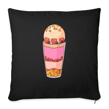 Eis Speiseeis Eiskrem Eiscreme Kugeleis Eisbecher - Sofakissenbezug 45 x 45 cm - Schwarz - Vorne