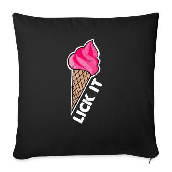 Lick it / ice cream cone / ice cream / sun summer shirt - Sofa pillowcase 17,3'' x 17,3'' (45 x 45 cm) - black - Front