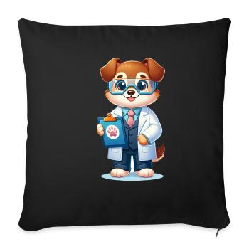 Chien mignon scientifique - Housse de coussin décorative 45 x 45 cm - noir - Devant