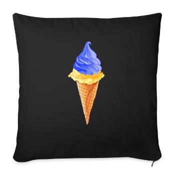 UKRAINE « crème glacée bleu-jaune » slava ukraini - Housse de coussin décorative 45 x 45 cm - noir - Devant