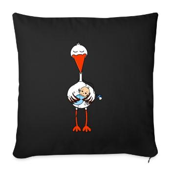 Retro Vintage Grunge Style Schwangerschaft Storch - Sofakissenbezug 45 x 45 cm - Schwarz - Vorne