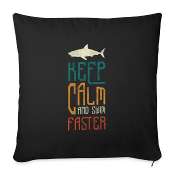Grand requin blanc Dents de pêcheur de mer - Housse de coussin décorative 45 x 45 cm - noir - Devant