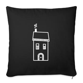 House cottage building renovation - Sofa pillowcase 17,3'' x 17,3'' (45 x 45 cm) - black - Front