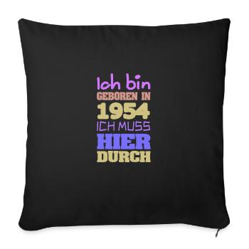 geboren 1954 - Sofakissenbezug 45 x 45 cm - Schwarz - Vorne