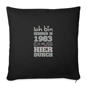 Né en 1983 - Housse de coussin décorative 45 x 45 cm - noir - Devant
