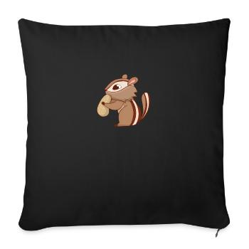Streifenhörnchen mit Nuss - Sofakissenbezug 45 x 45 cm - Schwarz - Vorne