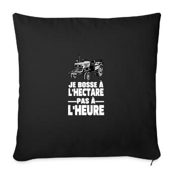 Je Bosse À L'hectare Pas À L'heure Agriculteur - Housse de coussin décorative 45 x 45 cm - noir - Devant