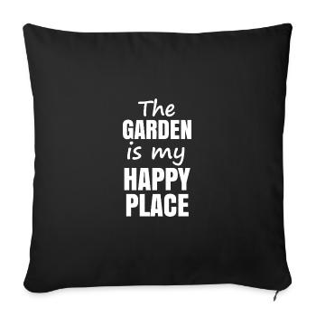 The garden is my happy place - Sofa pillowcase 17,3'' x 17,3'' (45 x 45 cm) - black - Front